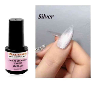 Silver Glitter Cat Eye Gel Polish