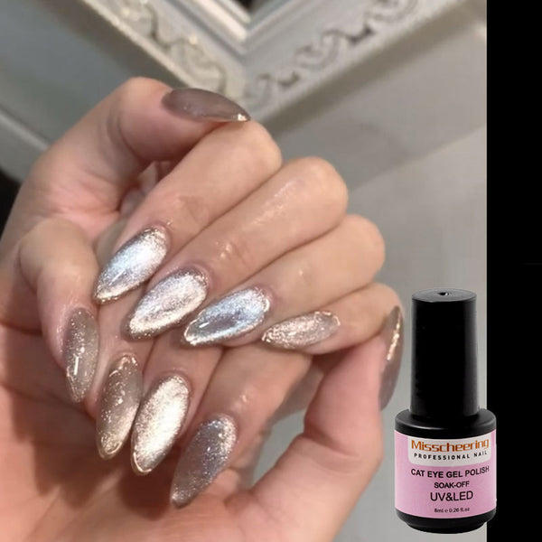 Silver Glitter Cat Eye Gel Polish